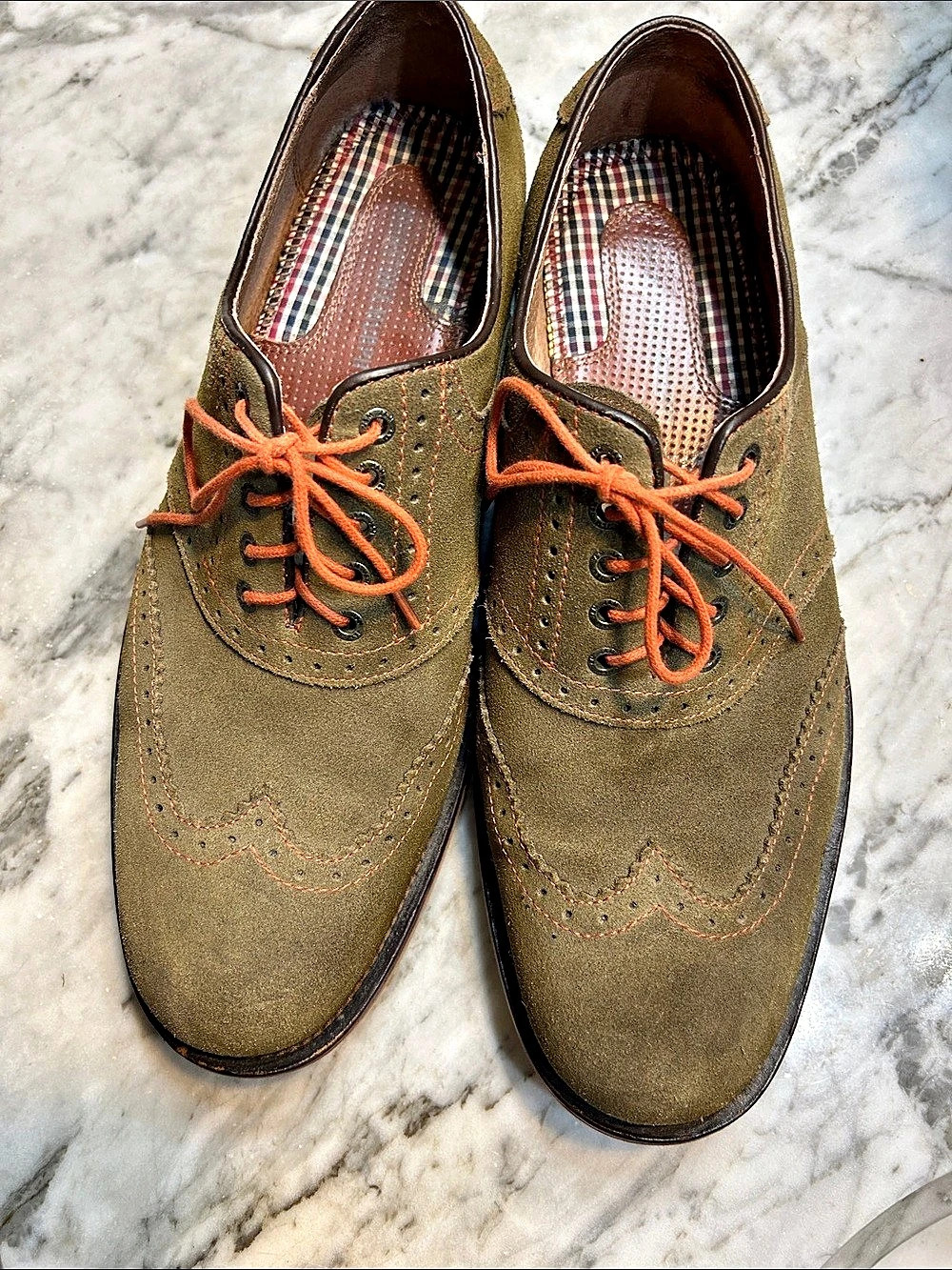 Johnston & Murphy Flex System Wingtip Oxfords Green & Orange US 10 1/2med